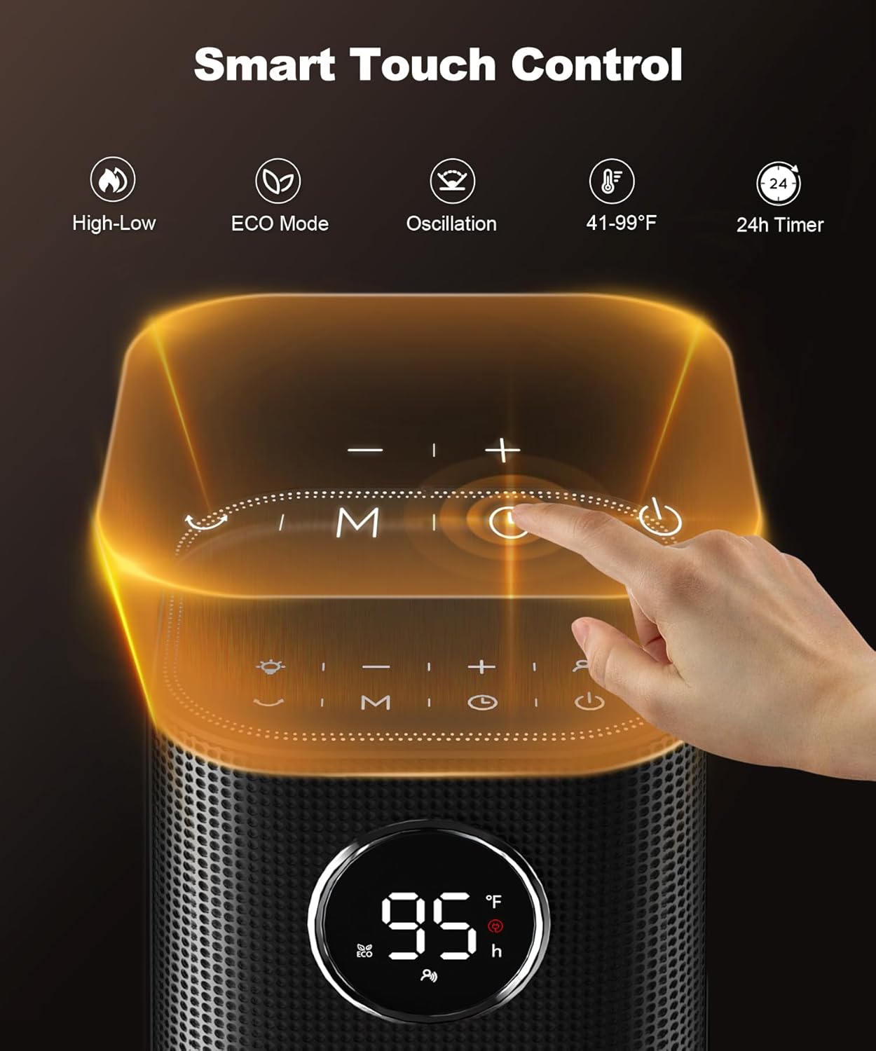 Space Heater for Indoor Use, 1500W Fast Electric Portable Ceramic Heaters with Thermostat, 4 Modes, 24H Timer, 70°Oscillating Room Heater with Remote for Office Bedroom Use, 2024 Upgraded