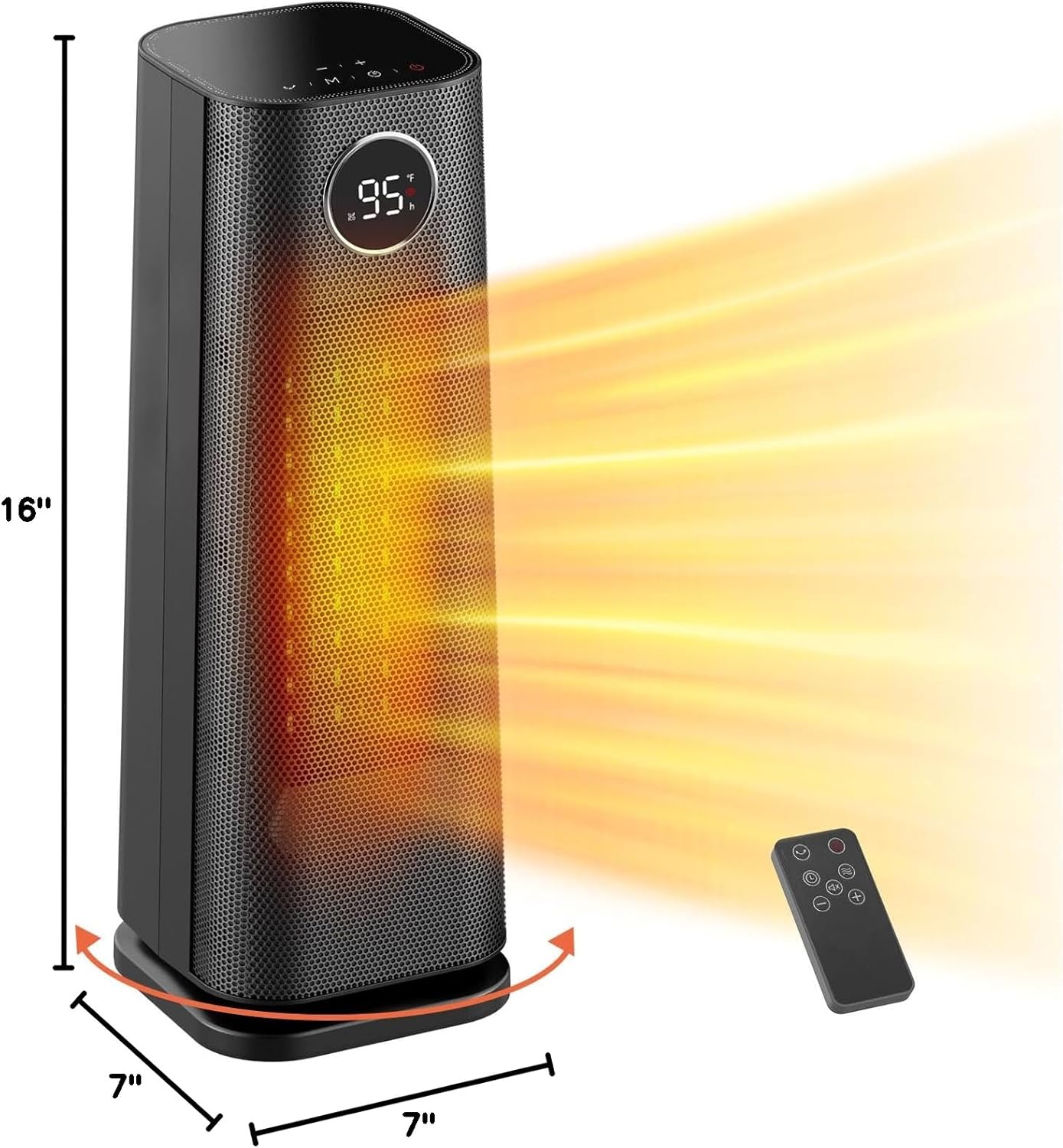 Space Heater for Indoor Use, 1500W Fast Electric Portable Ceramic Heaters with Thermostat, 4 Modes, 24H Timer, 70°Oscillating Room Heater with Remote for Office Bedroom Use, 2024 Upgraded