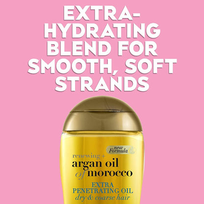 OGX Extra Strength Argan Oil Hair Treatment, 3.3 fl oz - Deep Moisturizing Serum for Dry, Damaged & Coarse Hair, Paraben & Sulfate-Free