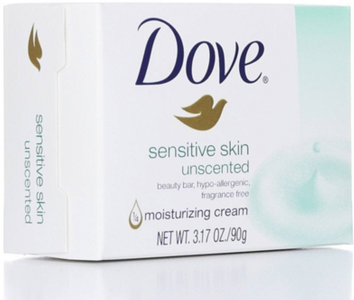 Dove Beauty Bar Soap Sensitive, 8 Bars for Sensitive Skin, Fragrance Free and Hypoallergenic 3.75 oz