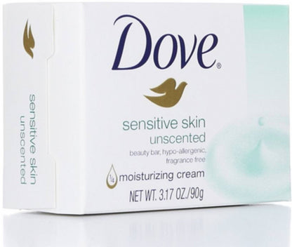 Dove Beauty Bar Soap Sensitive, 8 Bars for Sensitive Skin, Fragrance Free and Hypoallergenic 3.75 oz