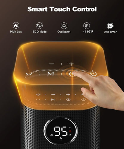 Space Heater for Indoor Use, 1500W Fast Electric Portable Ceramic Heaters with Thermostat, 4 Modes, 24H Timer, 70°Oscillating Room Heater with Remote for Office Bedroom Use, 2024 Upgraded