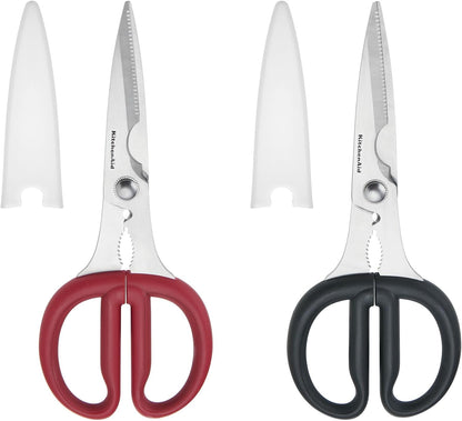 KitchenAid All Purpose Kitchen Shears with Protective Sheath for Everyday use, Dishwasher Safe Stainless Steel Scissors with Comfort Grip, 8.72-Inch, Black
