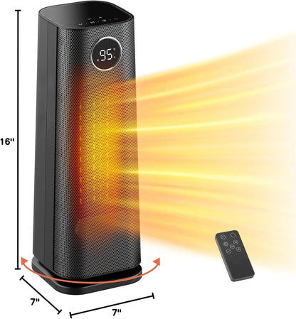Space Heater for Indoor Use, 1500W Fast Electric Portable Ceramic Heaters with Thermostat, 4 Modes, 24H Timer, 70°Oscillating Room Heater with Remote for Office Bedroom Use, 2024 Upgraded
