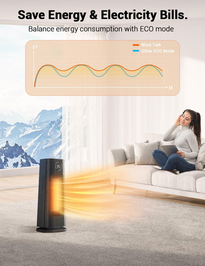 Space Heater for Indoor Use, 1500W Fast Electric Portable Ceramic Heaters with Thermostat, 4 Modes, 24H Timer, 70°Oscillating Room Heater with Remote for Office Bedroom Use, 2024 Upgraded