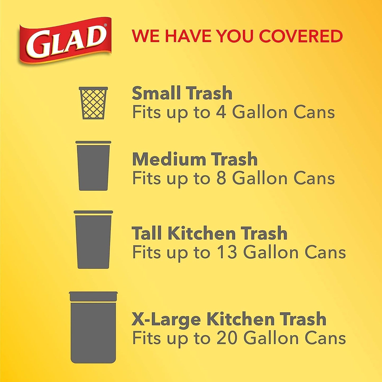 Glad Protection Series Force Flex Drawstring Fresh Clean Odor Shield 13 Gallon 1/110ct