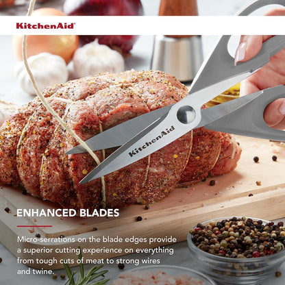 KitchenAid All Purpose Kitchen Shears with Protective Sheath for Everyday use, Dishwasher Safe Stainless Steel Scissors with Comfort Grip, 8.72-Inch, Black